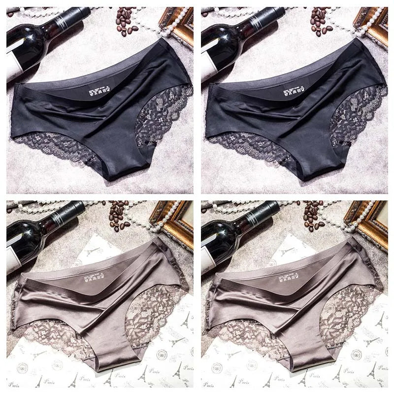 TEXIWAS 4-Pack Women’s Seamless Lace Panties – Cotton Crotch Briefs, Soft & Sexy Underwear Set
