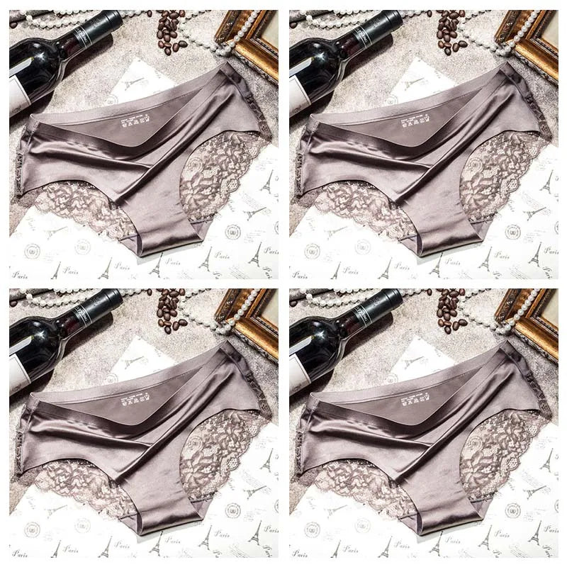 TEXIWAS 4-Pack Women’s Seamless Lace Panties – Cotton Crotch Briefs, Soft & Sexy Underwear Set