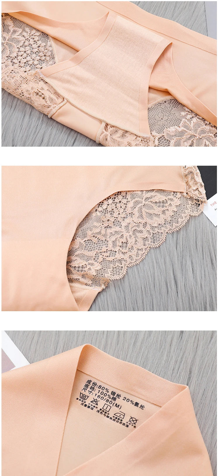 TEXIWAS 4-Pack Women’s Seamless Lace Panties – Cotton Crotch Briefs, Soft & Sexy Underwear Set