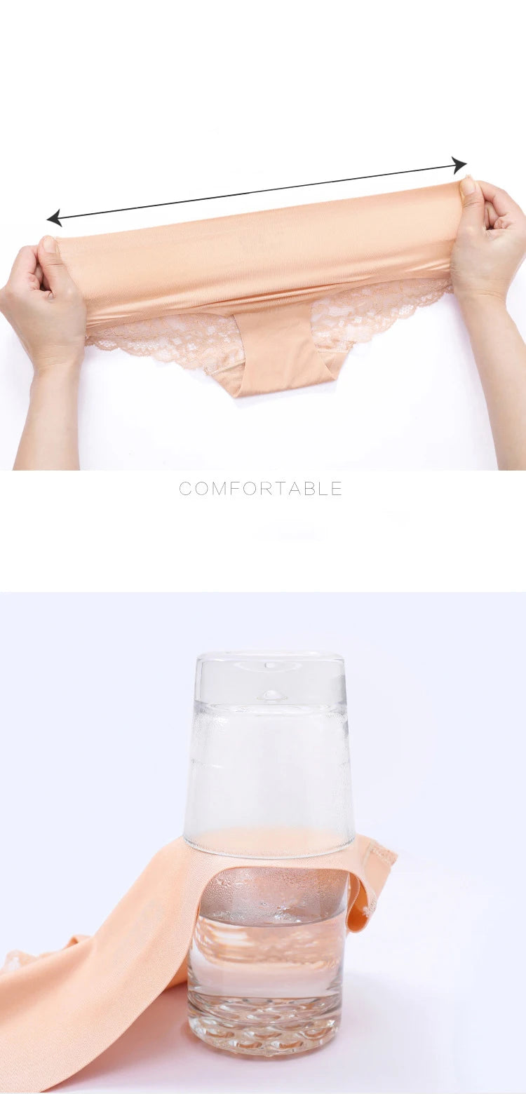 TEXIWAS 4-Pack Women’s Seamless Lace Panties – Cotton Crotch Briefs, Soft & Sexy Underwear Set