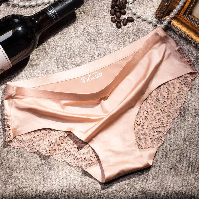 TEXIWAS 4-Pack Women’s Seamless Lace Panties – Cotton Crotch Briefs, Soft & Sexy Underwear Set