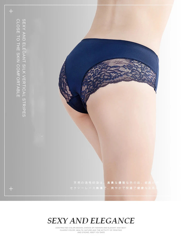 TEXIWAS 4-Pack Women’s Seamless Lace Panties – Cotton Crotch Briefs, Soft & Sexy Underwear Set