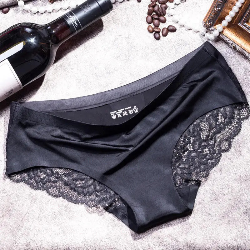 TEXIWAS 4-Pack Women’s Seamless Lace Panties – Cotton Crotch Briefs, Soft & Sexy Underwear Set