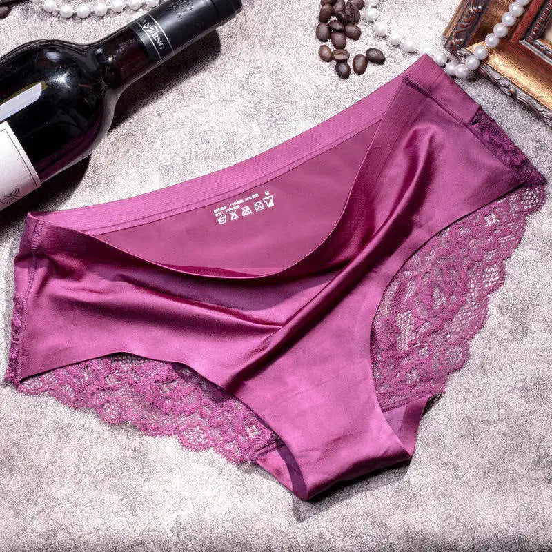TEXIWAS 4-Pack Women’s Seamless Lace Panties – Cotton Crotch Briefs, Soft & Sexy Underwear Set