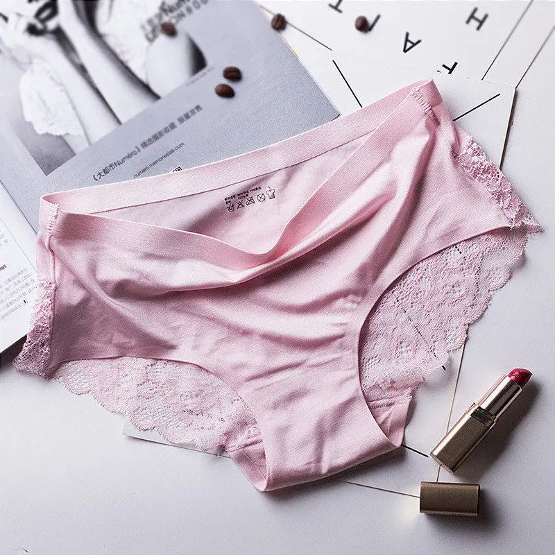 TEXIWAS 4-Pack Women’s Seamless Lace Panties – Cotton Crotch Briefs, Soft & Sexy Underwear Set