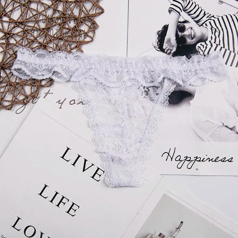 RUMILA Cotton & Lace Women’s Panties – Low Waist Soft Briefs & Thongs with Bow Detail