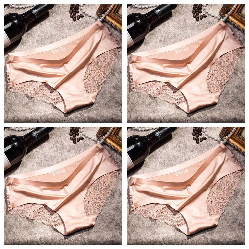 TEXIWAS 4-Pack Women’s Seamless Lace Panties – Cotton Crotch Briefs, Soft & Sexy Underwear Set