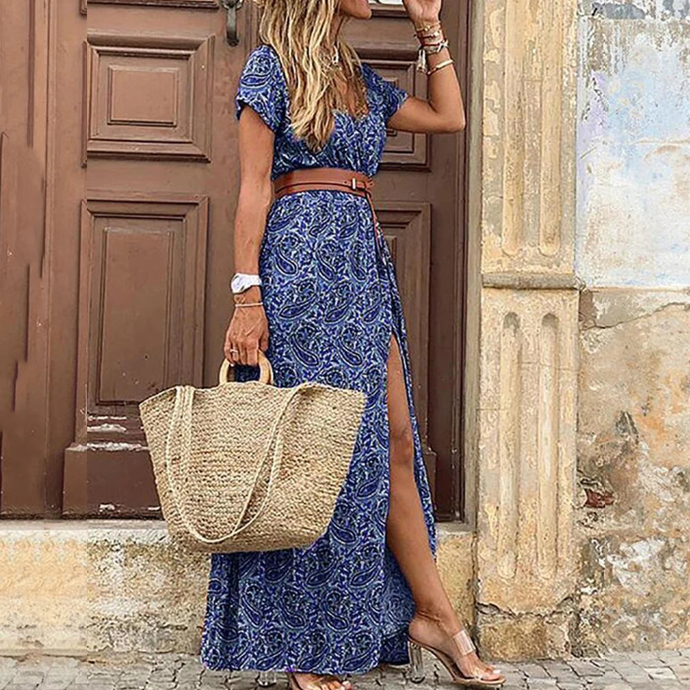Bohemian Summer Maxi Dress for Women – Sleeveless Ankle-Length Beach Dress 2025