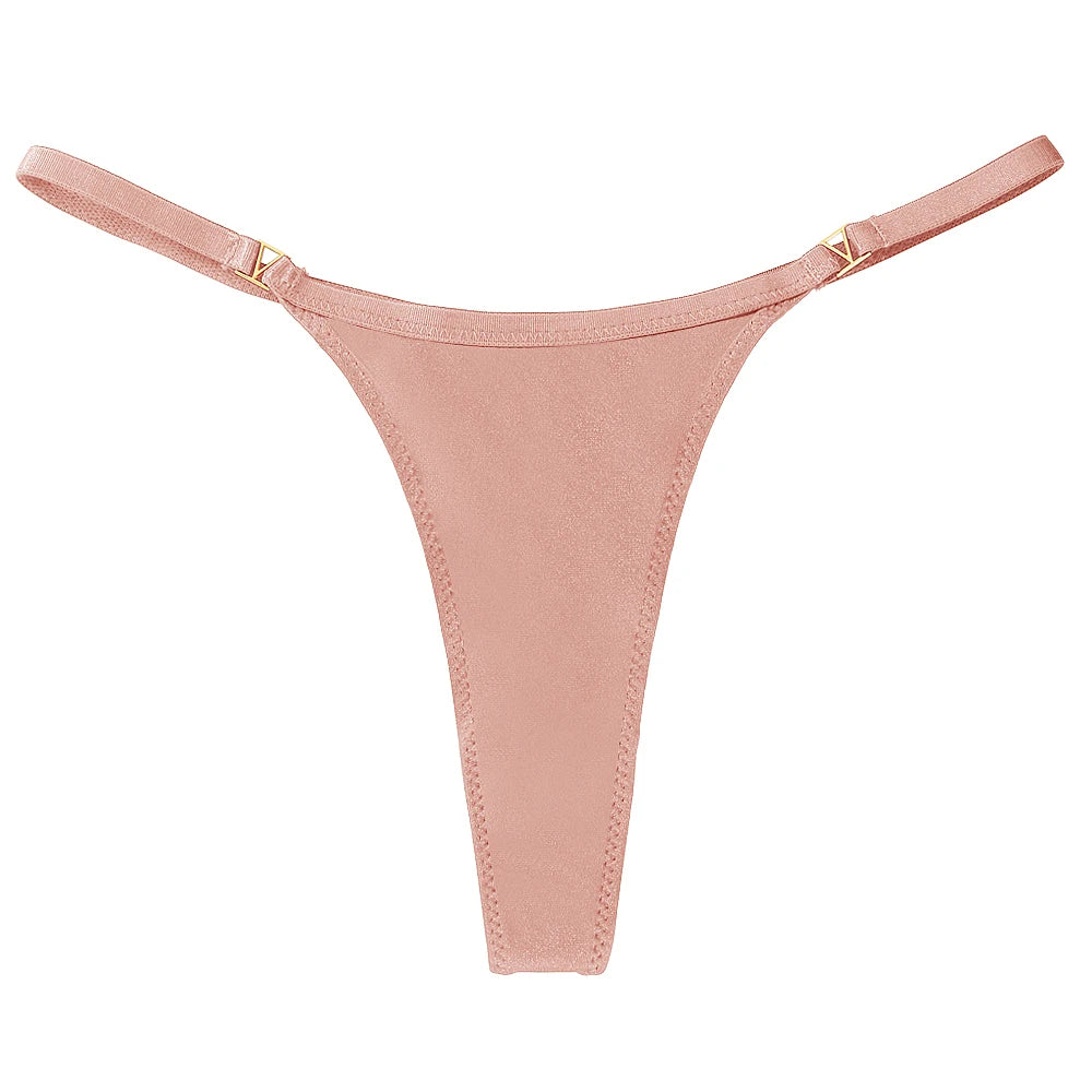 Low Waist G-String Thong – Women's Sequin Decor Cotton Blend Panties Underwear