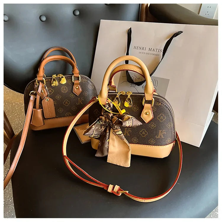 2025 Designer Shell Monogram Handbag – Women’s PU Leather Shoulder & Crossbody Bag