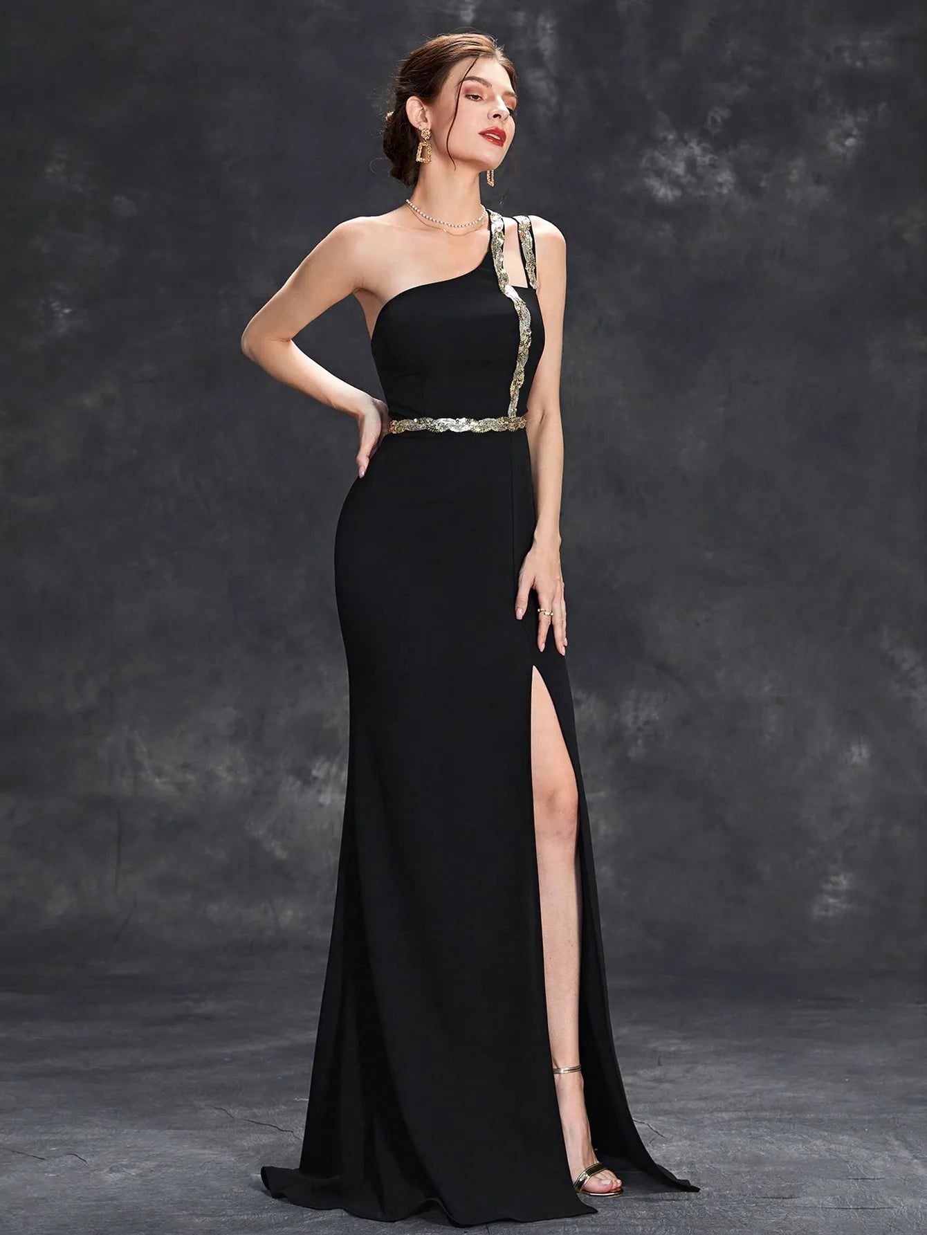 Mgiacy Sequin Slit Backless Evening Gown – Elegant Party & Bridesmaid Dress