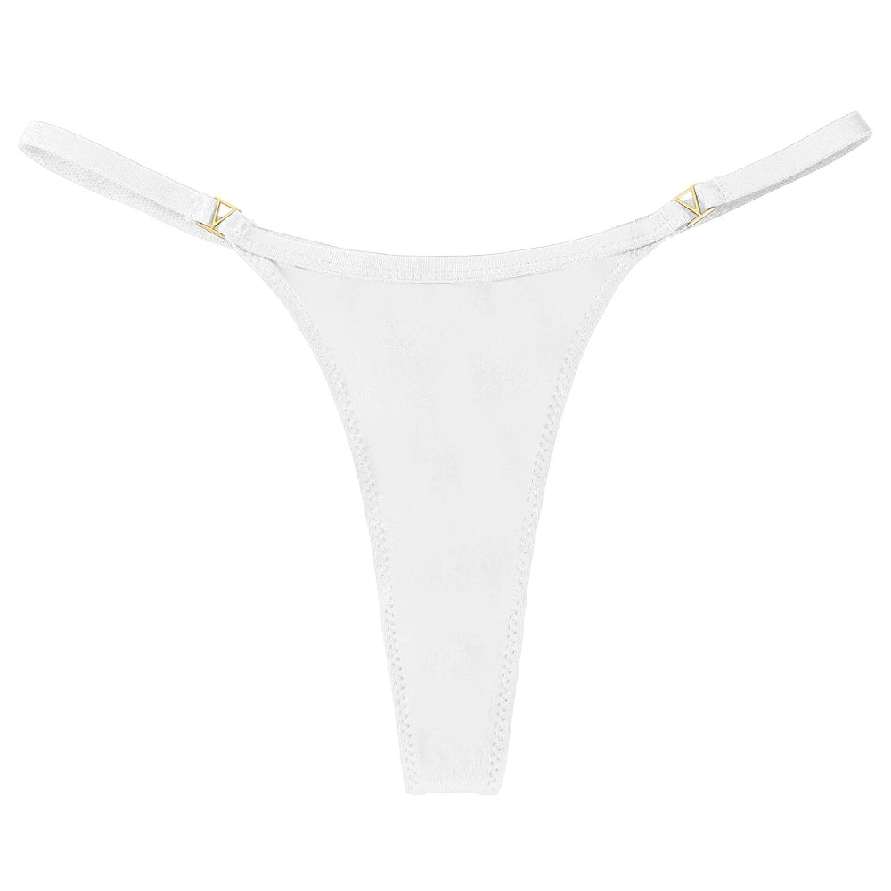 Low Waist G-String Thong – Women's Sequin Decor Cotton Blend Panties Underwear