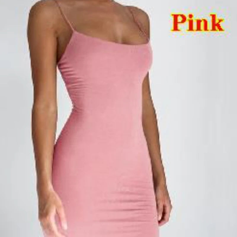Spaghetti Strap Bodycon Mini Dress – Sexy Summer Club Dress 2025
