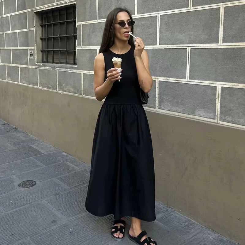 Sleeveless Summer Midi Dress – Slim Fit, Chic Minimalist Style | MODIVA