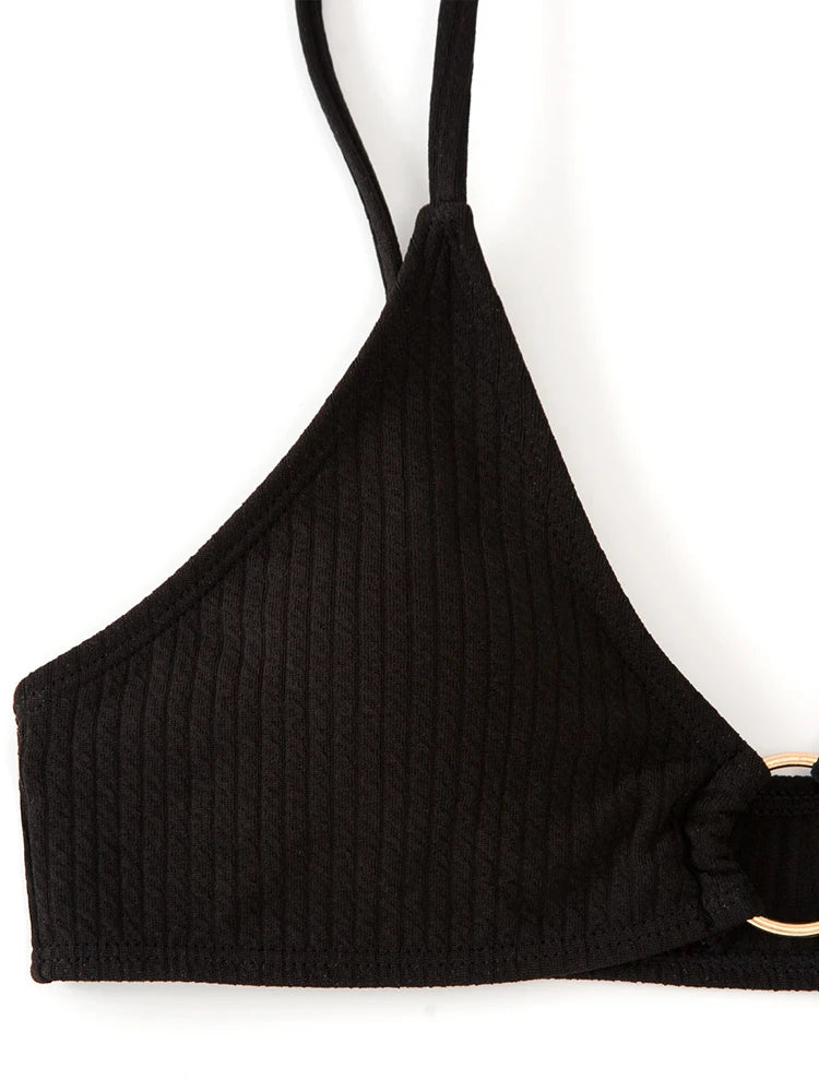 Simple Style Padded Bra Thong Swimsuit – 2025 Summer Collection