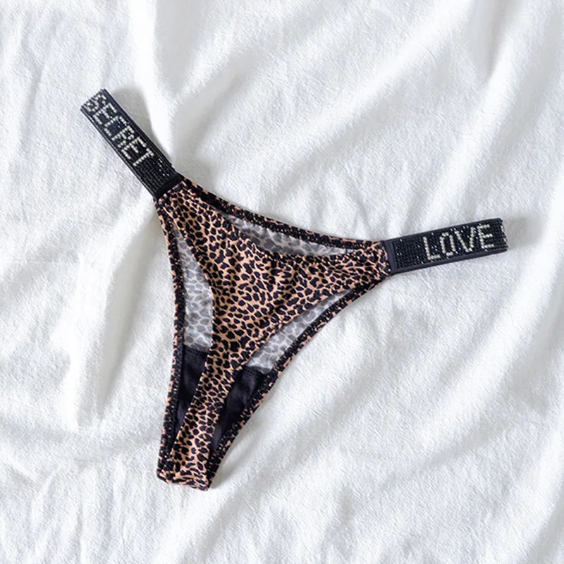 ZQTWT 5-Pack Rhinestone Letter Thongs – Sexy Low Waist G-String Panties for Women