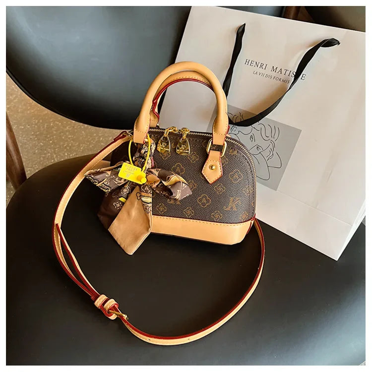 2025 Designer Shell Monogram Handbag – Women’s PU Leather Shoulder & Crossbody Bag