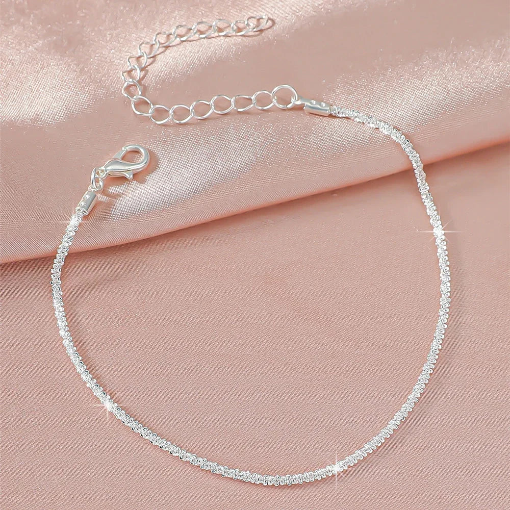 LATS Sparkling Simple Anklet for Women - Gold & Silver Elegant Jewelry