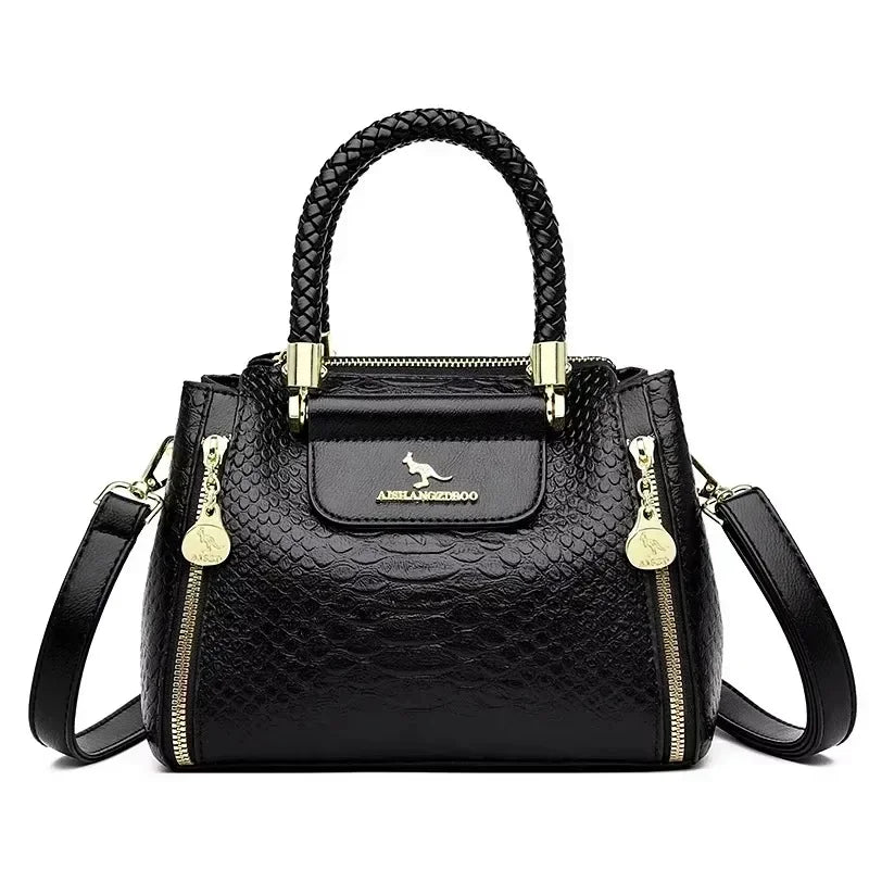 Luxury Print Leather Handbag – Large Capacity Women's Shoulder & Crossbody Bag