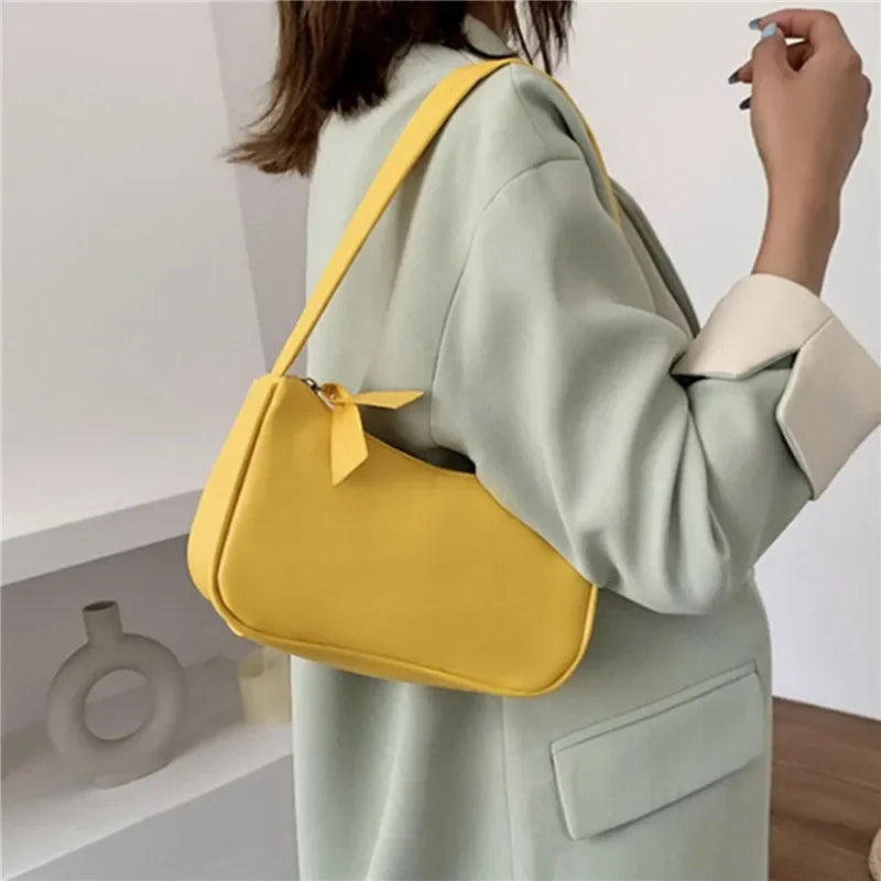 2022 Casual One Size Women's Shoulder Bag – Soft TPU Leather, Solid Color, Armpit Style