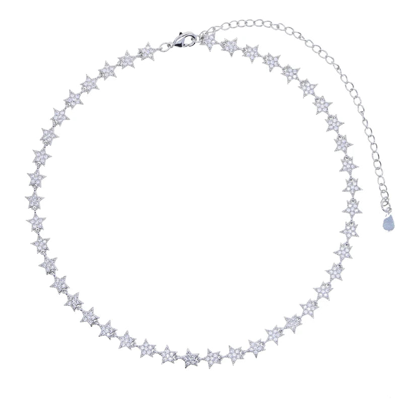 Luxury Tennis Chain Necklace for Women – CZ Star Pendant 2025