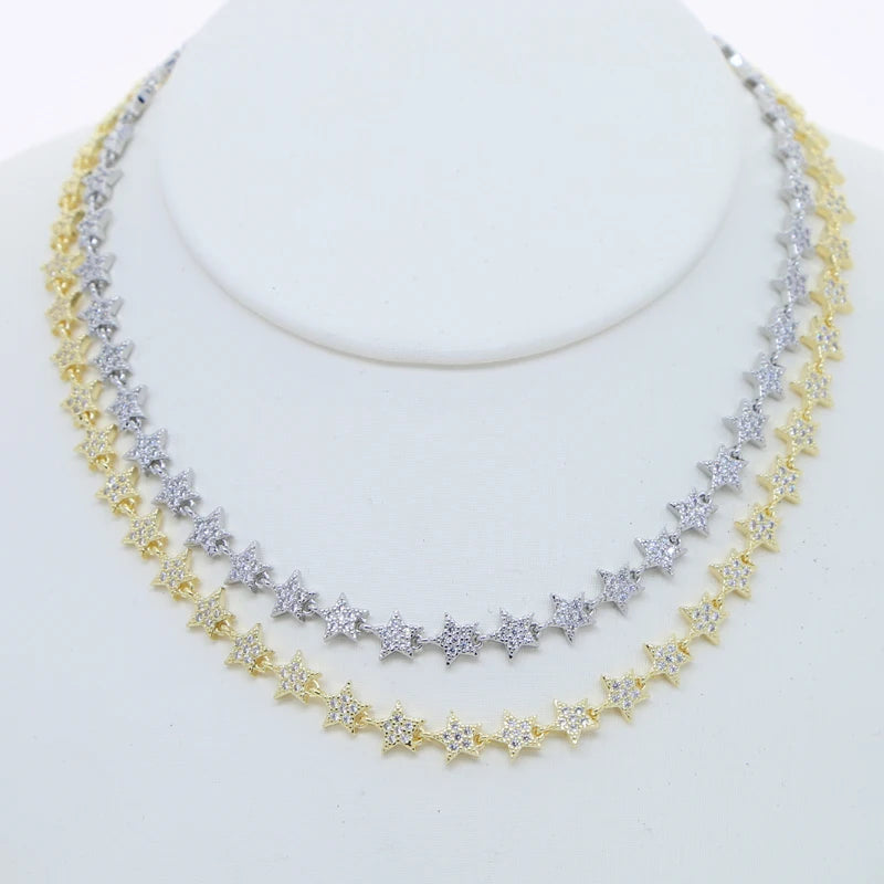 Luxury Tennis Chain Necklace for Women – CZ Star Pendant 2025