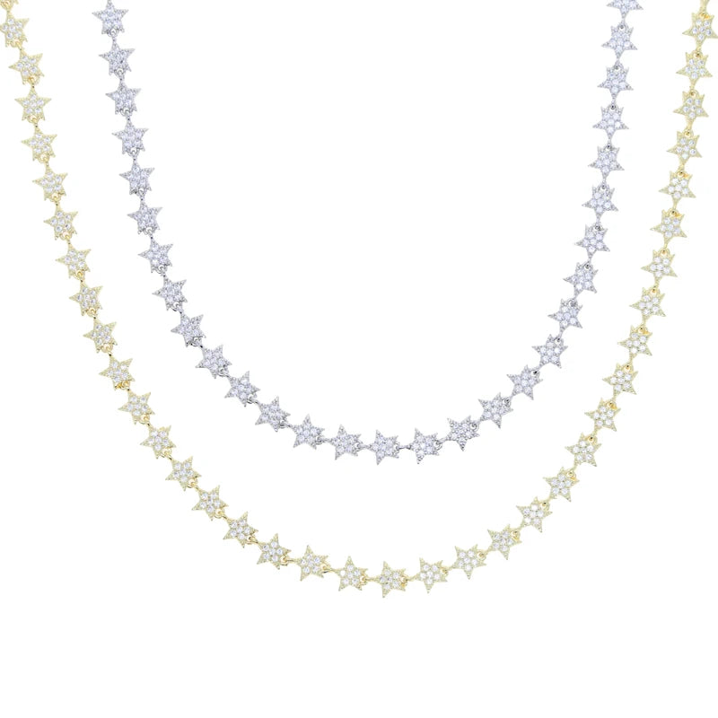 Luxury Tennis Chain Necklace for Women – CZ Star Pendant 2025
