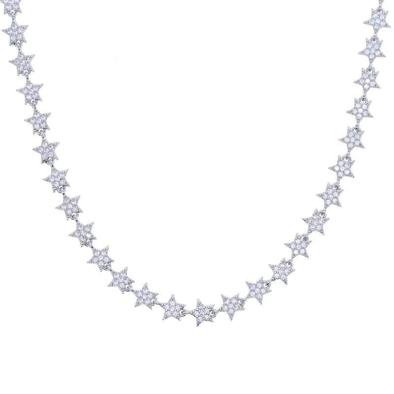 Luxury Tennis Chain Necklace for Women – CZ Star Pendant 2025