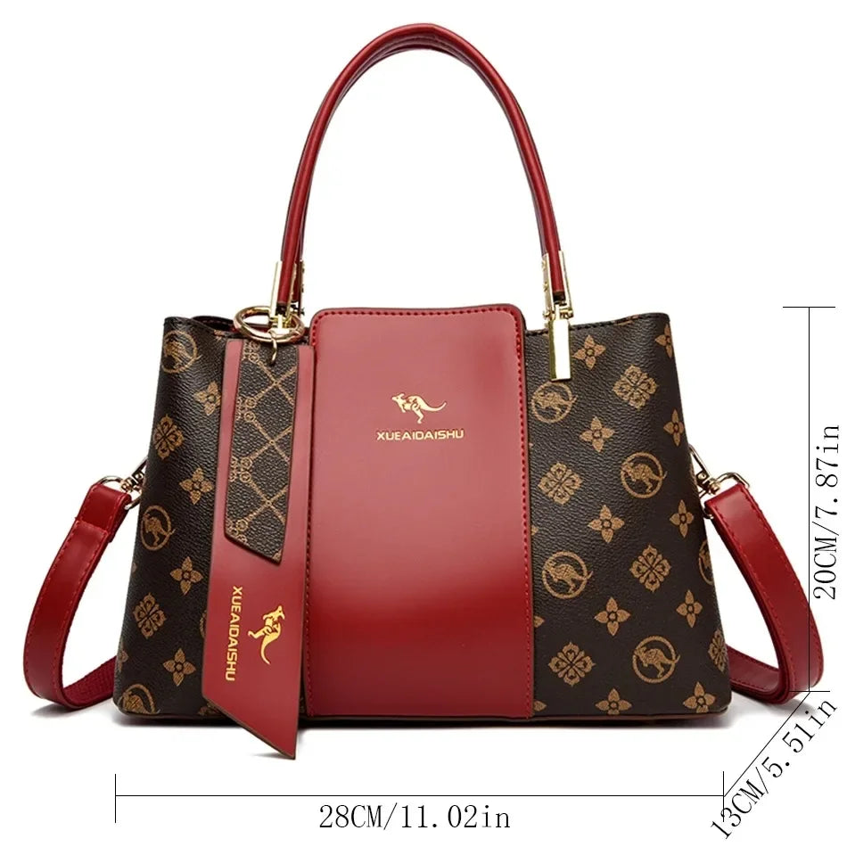 Luxury Print Leather Handbag – Large Capacity Women's Shoulder & Crossbody Bag