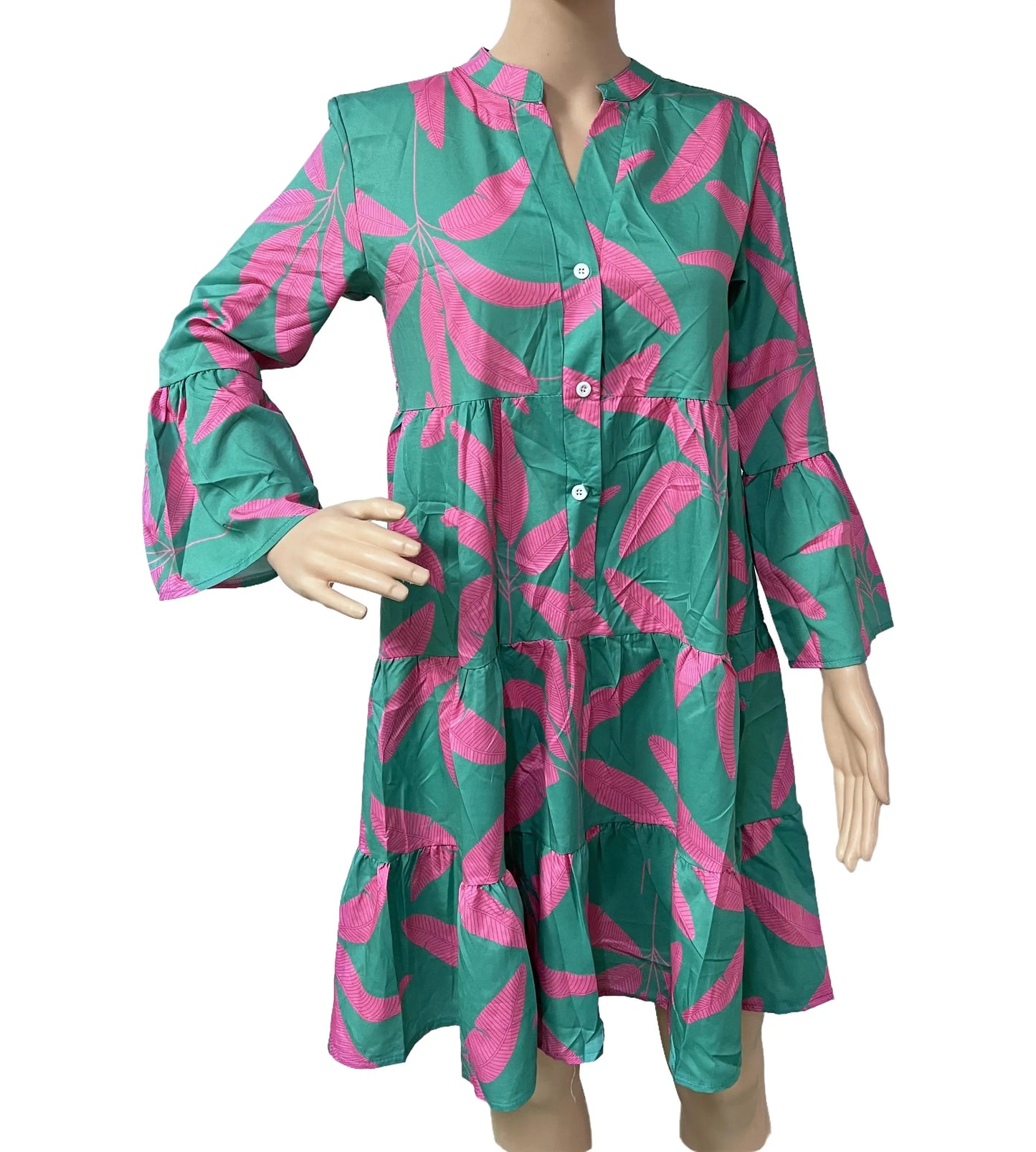 Women's Printed Dress Long Sleeve Printed Bell Sleeves