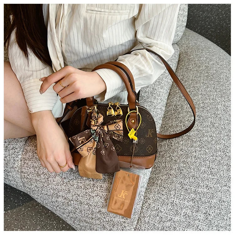 2025 Designer Shell Monogram Handbag – Women’s PU Leather Shoulder & Crossbody Bag