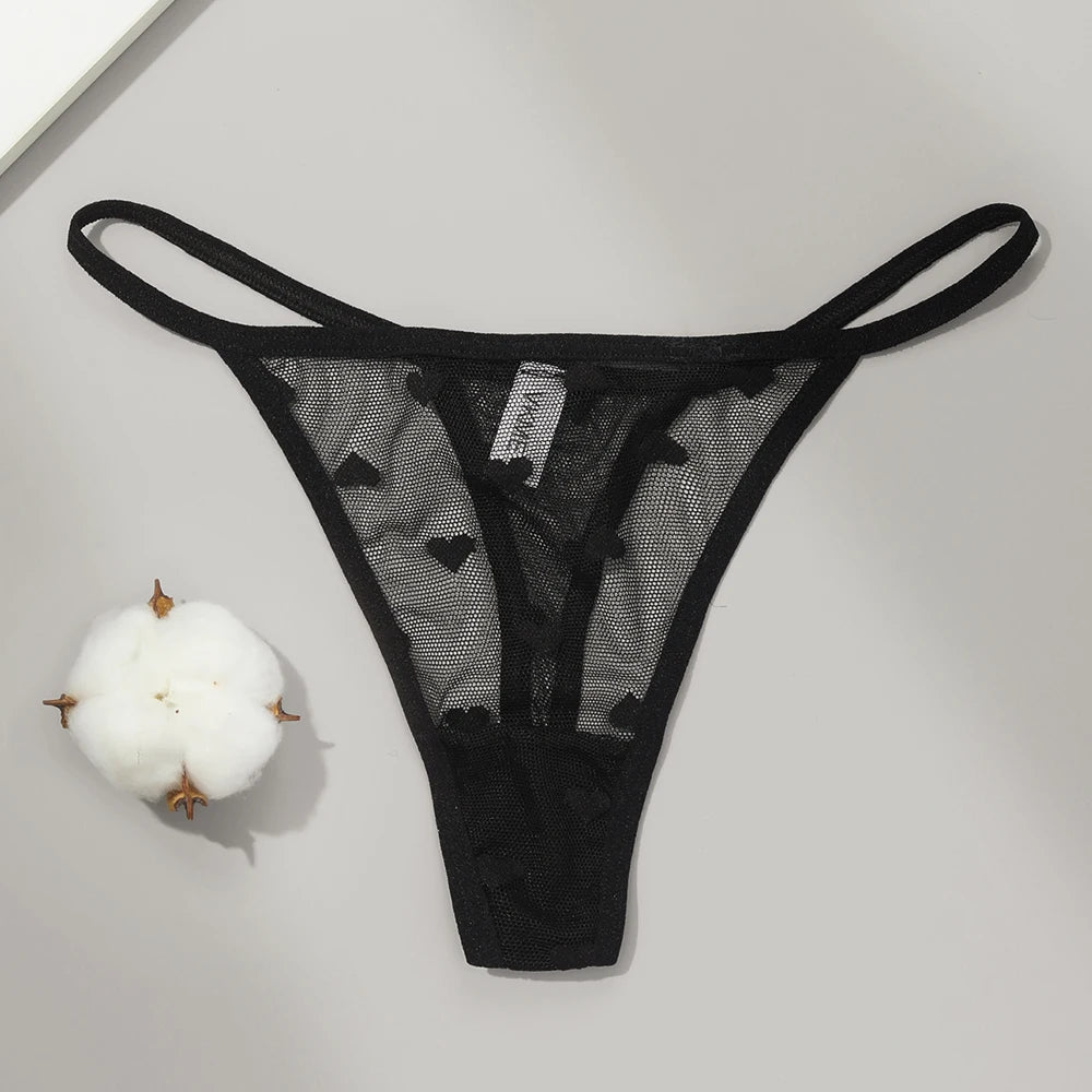 3PCS Lace Sheer Thong Panties - Sexy Low Waist Seamless Lingerie Set