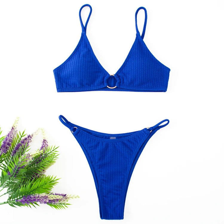 Simple Style Padded Bra Thong Swimsuit – 2025 Summer Collection