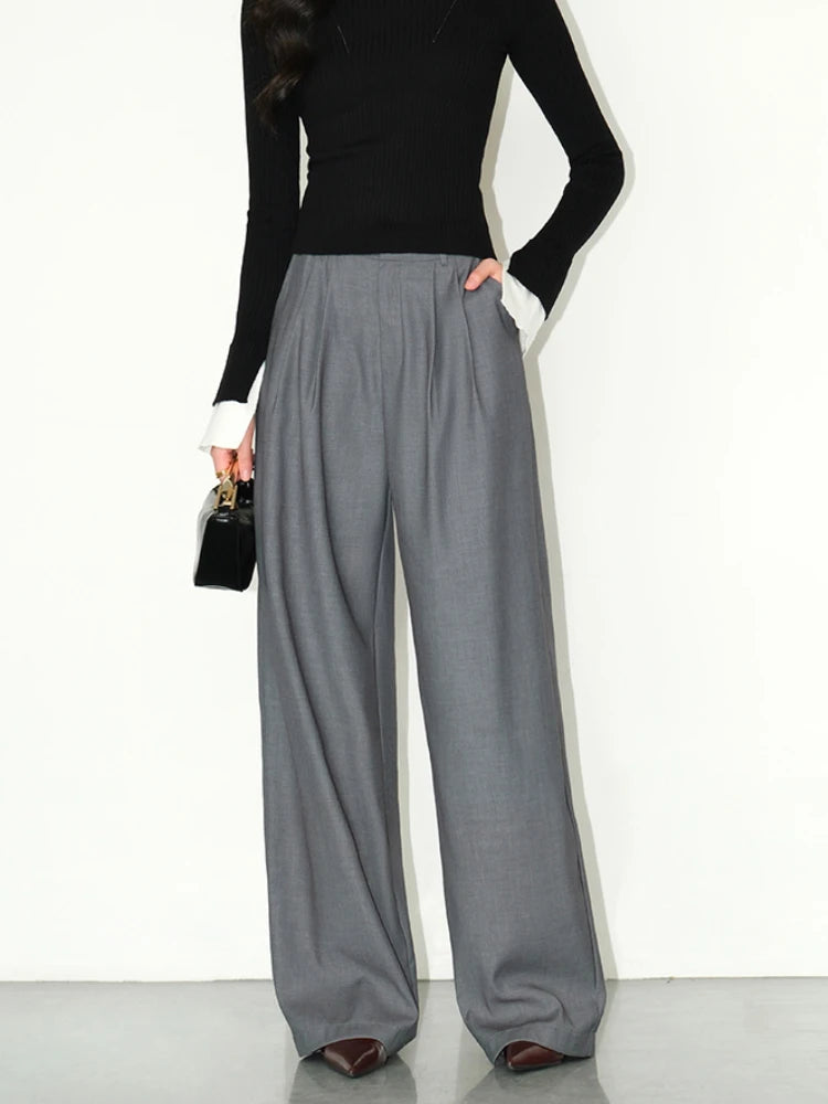 Multicolor High-Waisted Office Suit Pants for Women – Autumn 2025 Wide-Leg Trousers