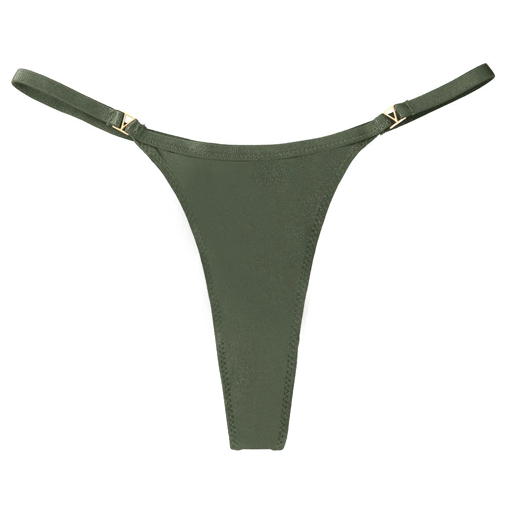 Low Waist G-String Thong – Women's Sequin Decor Cotton Blend Panties Underwear