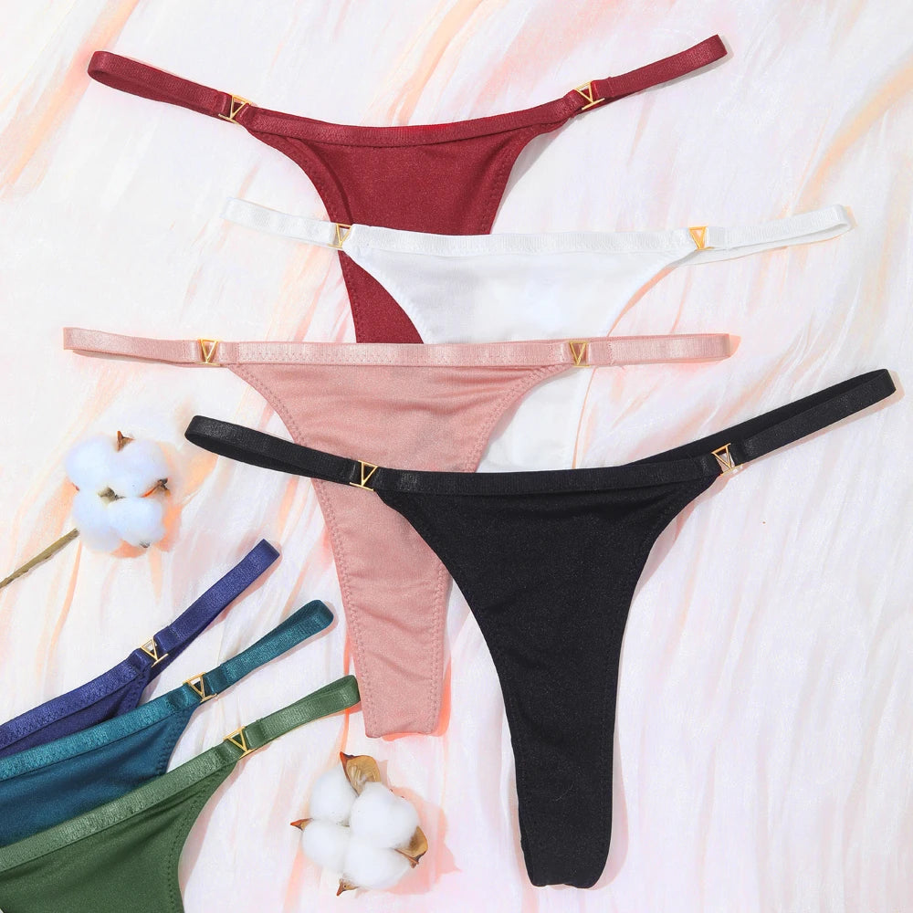 Low Waist G-String Thong – Women's Sequin Decor Cotton Blend Panties Underwear