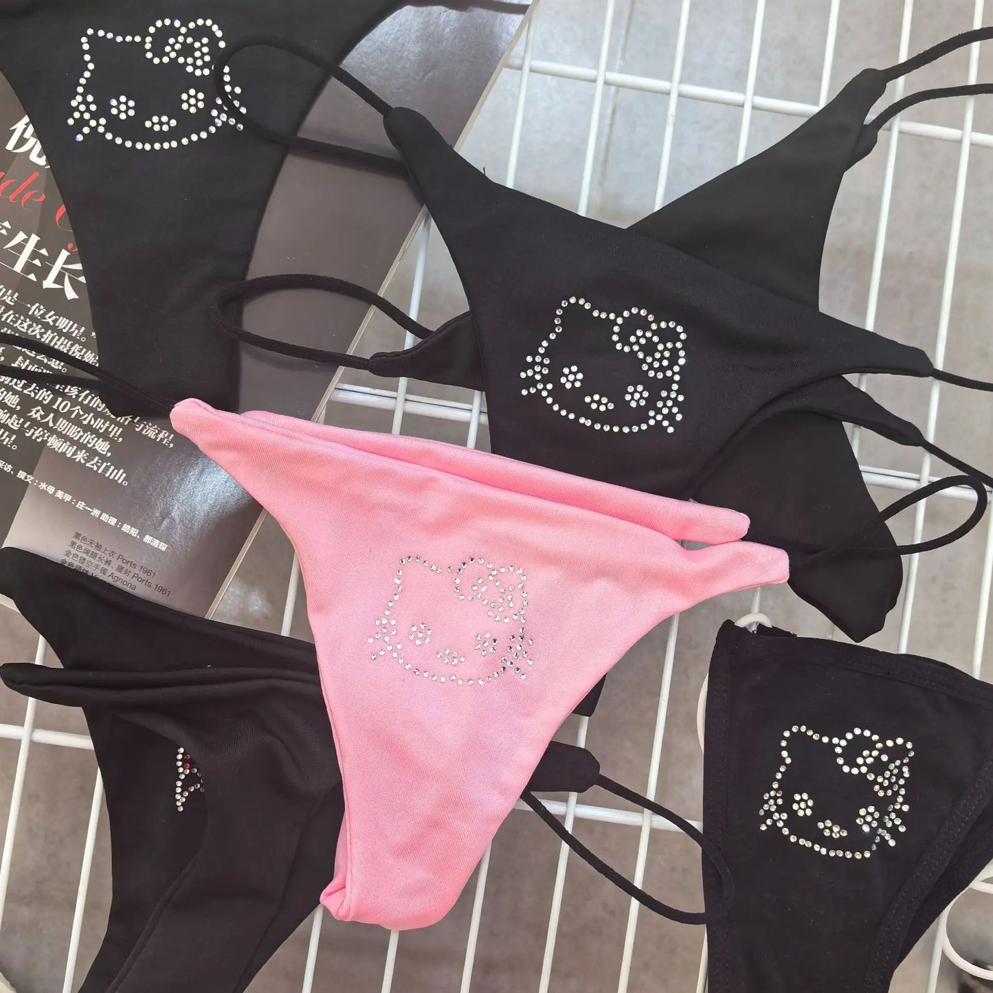 Sparkling Diamond Cotton G-String – Low-Waist Briefs for Women