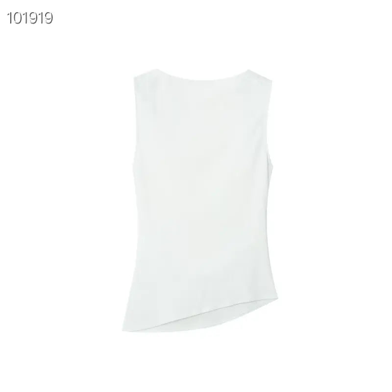 Minimalist Sleeveless Ribbed Knit Top – Slim Fit O-Neck Women’s Summer Shirt
