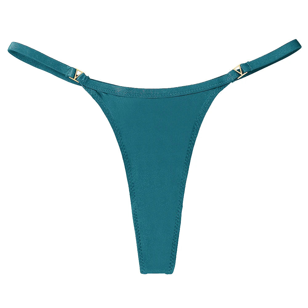 Low Waist G-String Thong – Women's Sequin Decor Cotton Blend Panties Underwear