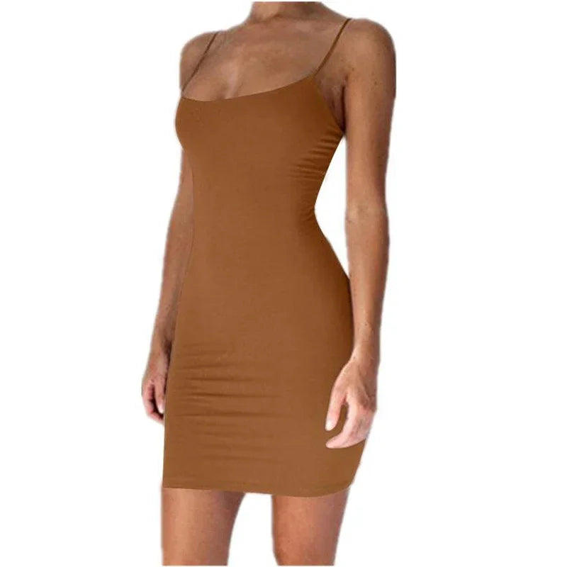 Spaghetti Strap Bodycon Mini Dress – Sexy Summer Club Dress 2025