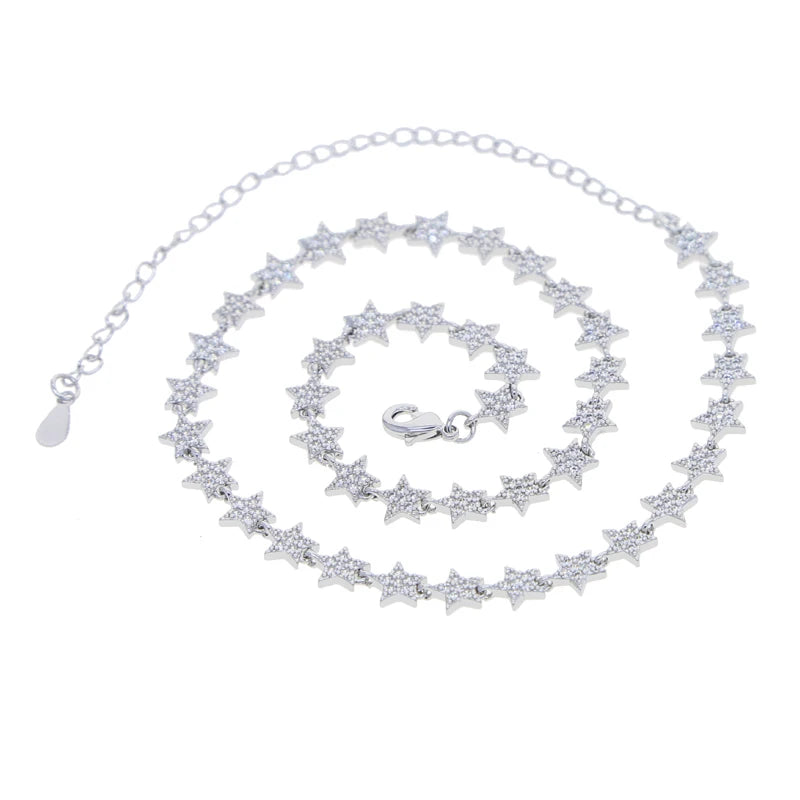 Luxury Tennis Chain Necklace for Women – CZ Star Pendant 2025