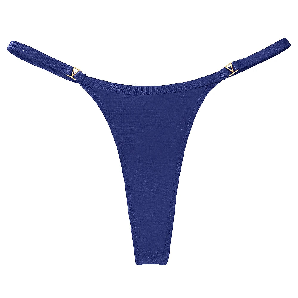 Low Waist G-String Thong – Women's Sequin Decor Cotton Blend Panties Underwear