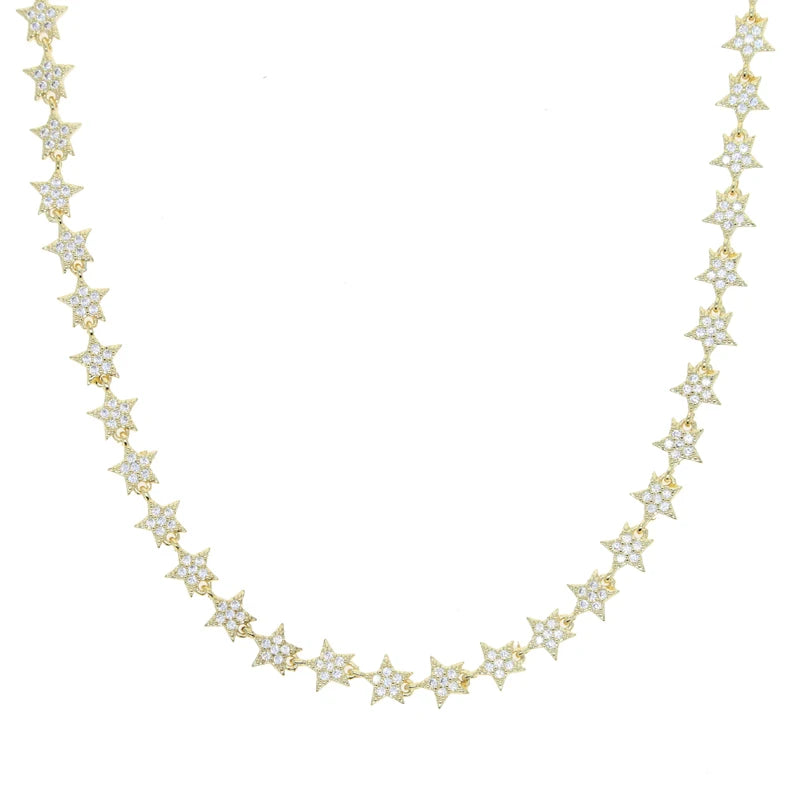 Luxury Tennis Chain Necklace for Women – CZ Star Pendant 2025