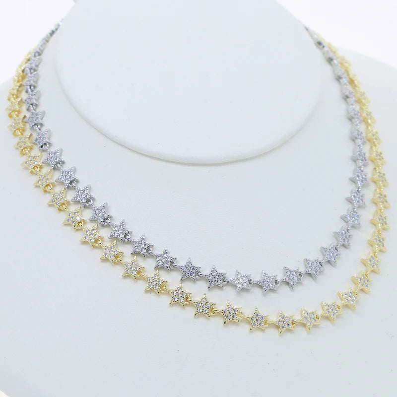 Luxury Tennis Chain Necklace for Women – CZ Star Pendant 2025