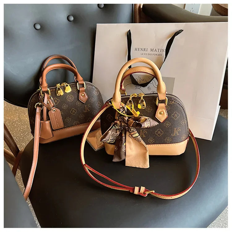 2025 Designer Shell Monogram Handbag – Women’s PU Leather Shoulder & Crossbody Bag