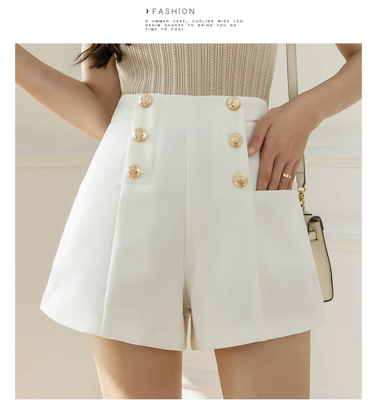 Women's Summer 2025 High Waist Stretch Button-Up Wide Leg Pants – Office & Casual Suit Trousers