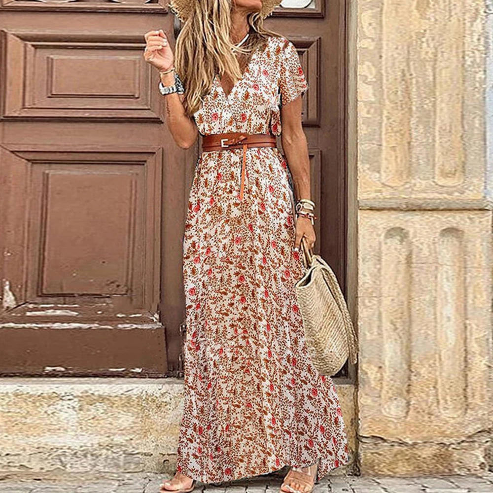 Bohemian Summer Maxi Dress for Women – Sleeveless Ankle-Length Beach Dress 2025