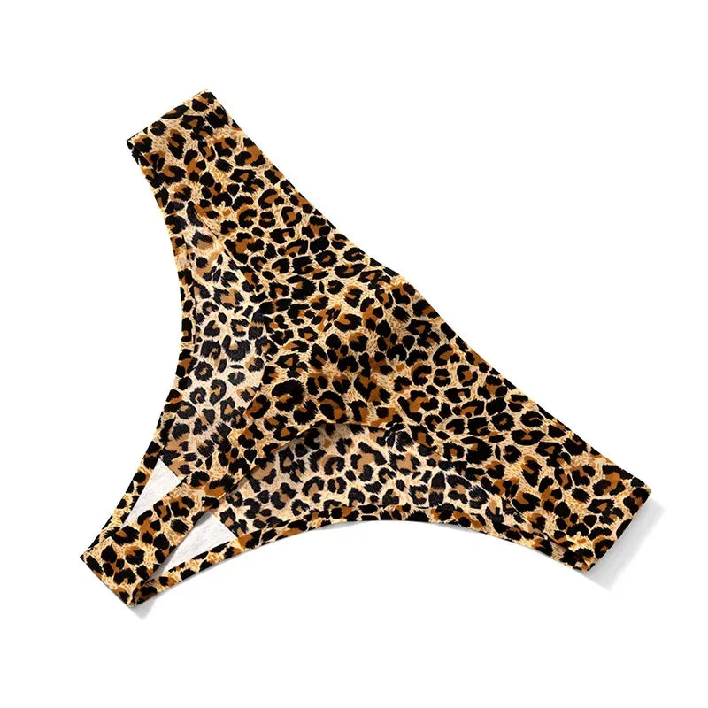 Women’s Low Waist Lace Leopard-Print Panties – Seamless Silk Cotton Underwear