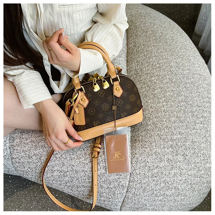 2025 Designer Shell Monogram Handbag – Women’s PU Leather Shoulder & Crossbody Bag