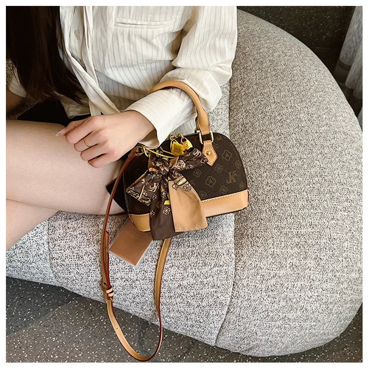 2025 Designer Shell Monogram Handbag – Women’s PU Leather Shoulder & Crossbody Bag